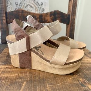 NIB OTBT Bushnell Coffee Bean Wedge Sandals